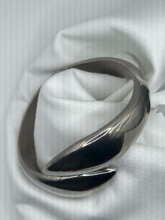 Heavy 925 Sterling Silver Sculptura Bangle Bracelet 68.5g Minimalist Wrap - Picture 12 of 15